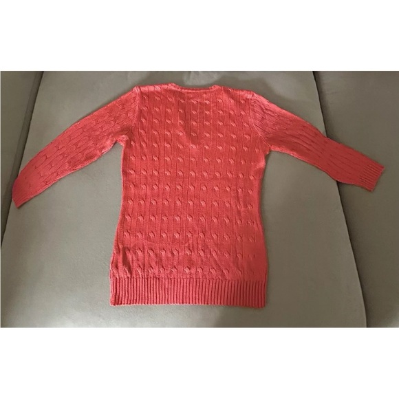 Ralph Lauren Black Label Coral Orange 100% Silk Cable Knit Sweater Sz Small - Picture 3 of 8